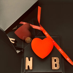 Red heart and letters box